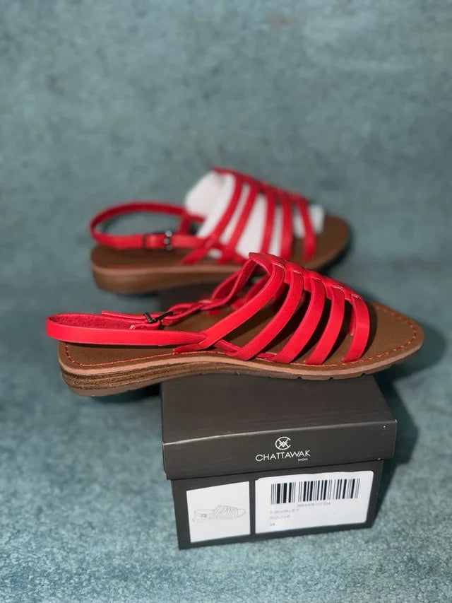 Red Sandals Size 38, NEW!