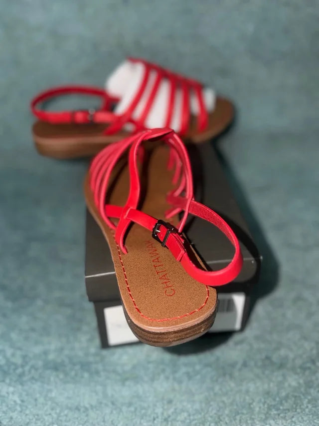 Red Sandals Size 38, NEW!