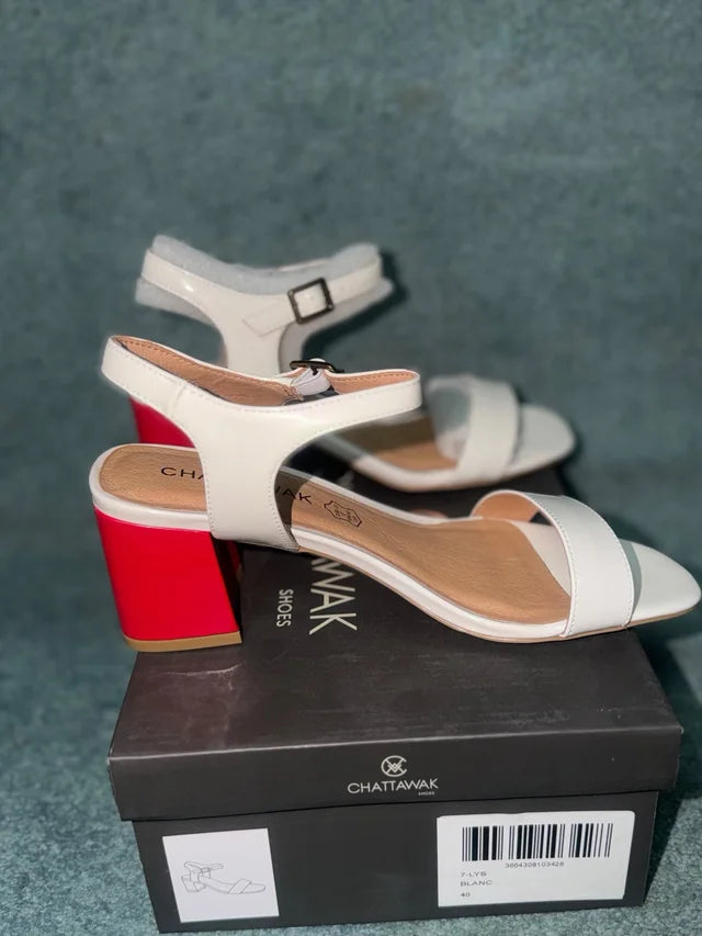 White Heeled Sandals Size 40 NEW!