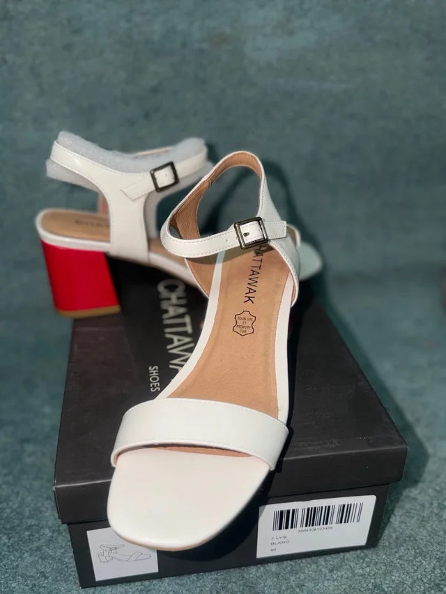 White Heeled Sandals Size 40 NEW!