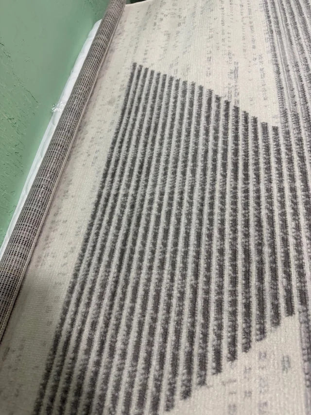 Alfombra Abstracta Moderna Marfil y Gris (152 x 213 cm)