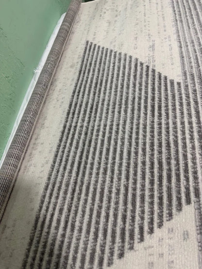 Alfombra Abstracta Moderna Marfil y Gris (152 x 213 cm)