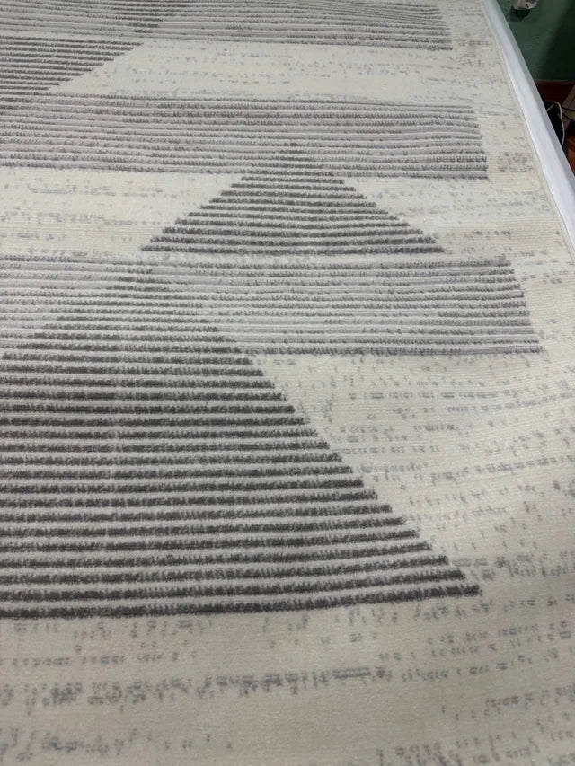 Alfombra Abstracta Moderna Marfil y Gris (152 x 213 cm)