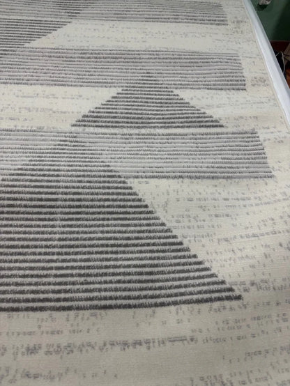 Alfombra Abstracta Moderna Marfil y Gris (152 x 213 cm)