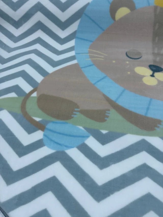 Alfombra Infantil Redonda León Dormilón Gris Chevron (ø 160 cm)