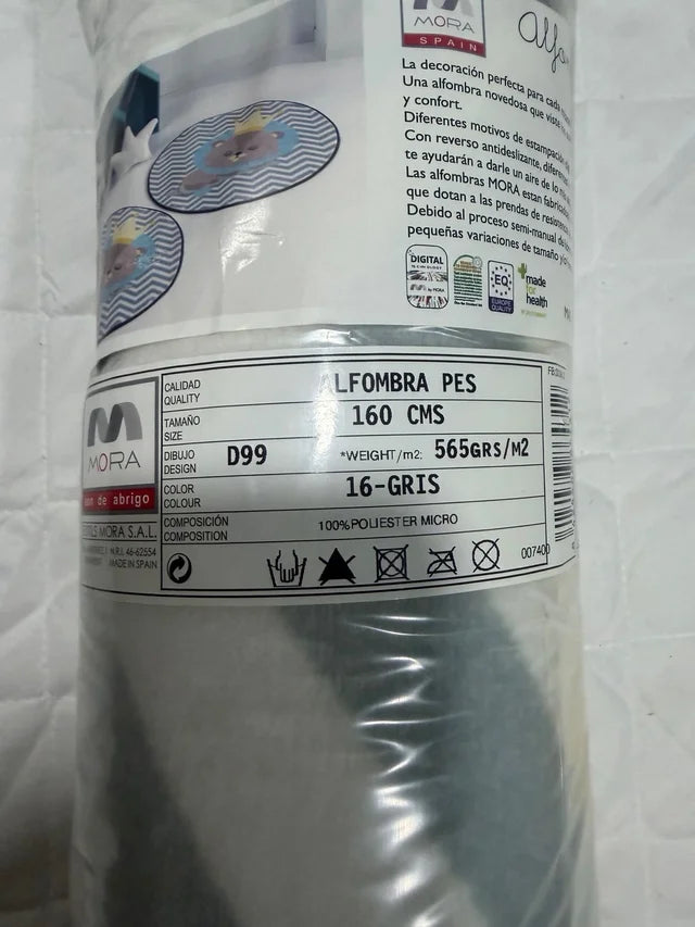Alfombra Infantil Redonda León Dormilón Gris Chevron (ø 160 cm)