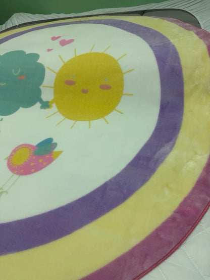 Alfombra Infantil Redonda Sol y Nube con Arcoíris (ø 160 cm)