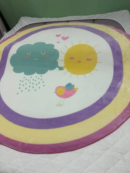 Alfombra Infantil Redonda Sol y Nube con Arcoíris (ø 160 cm)