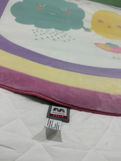 Alfombra Infantil Redonda Sol y Nube con Arcoíris (ø 160 cm)