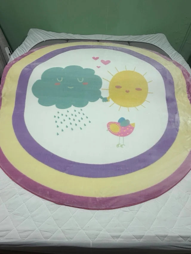 Alfombra Infantil Redonda Sol y Nube con Arcoíris (ø 160 cm)