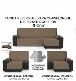 Cubre Chaise Longue Acolchado Martina Home (Modelo Milano) – Reversible (Marrón)