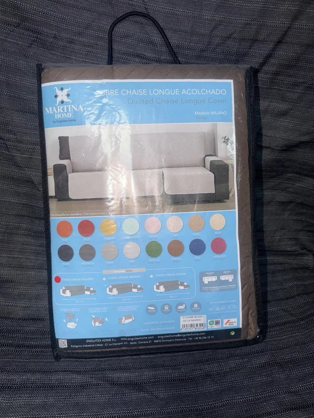 Cubre Chaise Longue Acolchado Martina Home (Modelo Milano) – Reversible (Marrón)