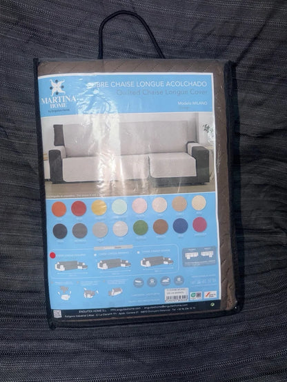 Cubre Chaise Longue Acolchado Martina Home (Modelo Milano) – Reversible (Marrón)