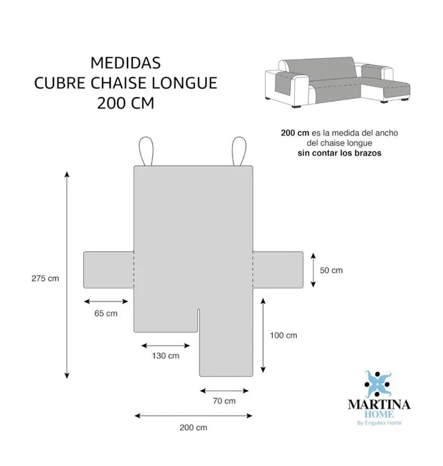 Cubre Chaise Longue Acolchado Martina Home (Modelo Milano) – Reversible (Marrón)