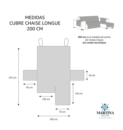 Cubre Chaise Longue Acolchado Martina Home (Modelo Milano) – Reversible (Marrón)