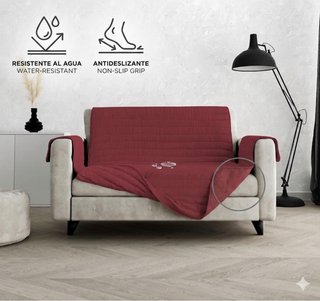 Funda de Sofá Antideslizante "Italian Bed Linen" – Modelo Cozy (Burdeos, 2 Plazas)