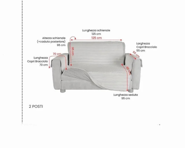 Funda de Sofá Antideslizante "Italian Bed Linen" – Modelo Cozy (Burdeos, 2 Plazas)