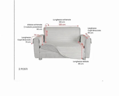 Funda de Sofá Antideslizante "Italian Bed Linen" – Modelo Cozy (Burdeos, 2 Plazas)